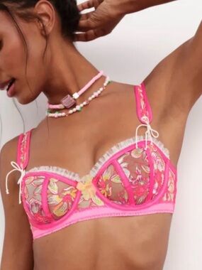 For Love And Lemons Electric Fields Embroidery Underwire Bra X-Small - New